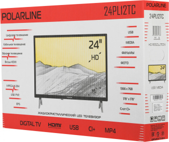 Телевизор LED PolarLine 24" 24PL12TC черный HD 50Hz DVB-T DVB-T2 DVB-C (RUS) - купить недорого с доставкой в интернет-магазине