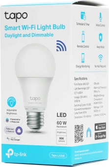 Умная лампа TP-Link Tapo L520E E27 8.7Вт 806lm Wi-Fi (упак.:1шт) - купить недорого с доставкой в интернет-магазине