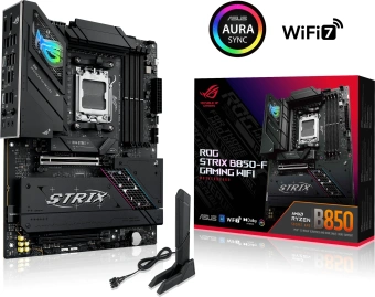 Материнская плата Asus ROG STRIX B850-F GAMING WIFI SocketAM5 AMD B850 4xDDR5 ATX AC`97 8ch(7.1) 2.5Gg RAID+HDMI+DP - купить недорого с доставкой в интернет-магазине
