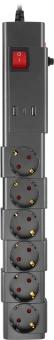 Сетевой фильтр Buro 600SPro-16-1.8-USB-G 1.8м (6 розеток) графитовый (коробка) - купить недорого с доставкой в интернет-магазине
