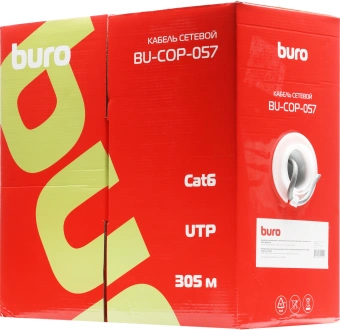 Кабель сетевой Buro BU-COP-057 UTP 4 пары cat.6 solid 0.57мм Cu 305м серый - купить недорого с доставкой в интернет-магазине