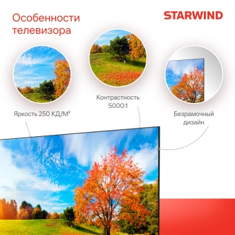 Телевизор LED Starwind 43" SW-LED43UG405 Яндекс.ТВ Frameless черный 4K Ultra HD 60Hz DVB-T DVB-T2 DVB-C DVB-S DVB-S2 USB WiFi Smart TV - купить недорого с доставкой в интернет-магазине