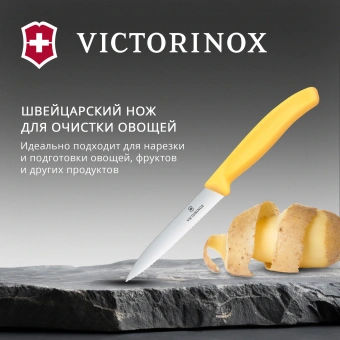Нож кухонный Victorinox Swiss Classic (6.7738.C1) для чистки овощей и фруктов лезв.100мм прямая заточка желтый - купить недорого с доставкой в интернет-магазине
