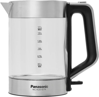 Чайник электрический Panasonic NC-K201STR 1.7л. 2200Вт серебристый корпус: стекло/металл/пластик - купить недорого с доставкой в интернет-магазине