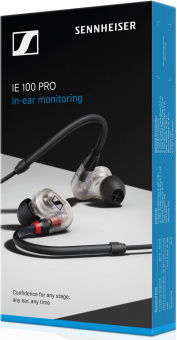 Наушники вкладыши Sennheiser IE 100 Pro 1.3м прозрачный/черный проводные в ушной раковине (508941) - купить недорого с доставкой в интернет-магазине
