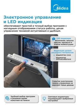 Посудомоечная машина встраив. Midea MID45S050 2100Вт узкая - купить недорого с доставкой в интернет-магазине