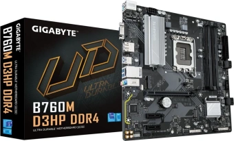 Материнская плата Gigabyte B760M D3HP DDR4 Soc-1700 Intel B760 4xDDR4 mATX AC`97 8ch(7.1) GbLAN RAID+VGA+HDMI+DP - купить недорого с доставкой в интернет-магазине