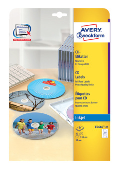 Этикетки Avery Zweckform CD/DV C9660-25 A4/196г/м2/25л./белый супер глянец самоклей. для лазерной печати - купить недорого с доставкой в интернет-магазине