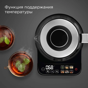 Чайник электрический Redmond KG220 1.7л. 2200Вт черный корпус: стекло/металл/пластик - купить недорого с доставкой в интернет-магазине