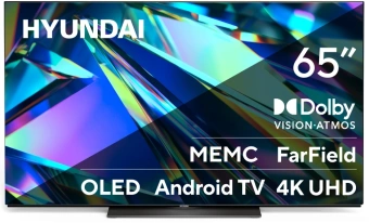 Телевизор OLED Hyundai 65" H-LED65OBU7700 Android TV Frameless черный/черный 4K Ultra HD 120Hz DVB-T DVB-T2 DVB-C DVB-S DVB-S2 USB WiFi Smart TV - купить недорого с доставкой в интернет-магазине