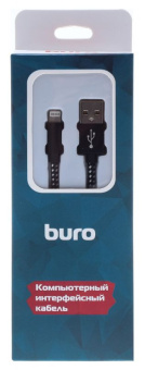 Кабель Buro BHP RET LGHT-B-BR USB (m)-Lightning (m) 1м черный - купить недорого с доставкой в интернет-магазине