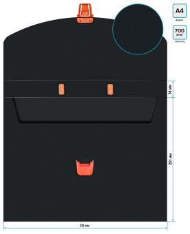 Портфель Бюрократ Black Opal BLPP01OR 1 отдел. A4 пластик 0.7мм черный/оранжевый - купить недорого с доставкой в интернет-магазине