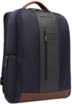 Рюкзак мужской Piquadro Brief2 CA4818BR2/BLUCU темно-синий/коричневый нейлон/натур.кожа - купить недорого с доставкой в интернет-магазине