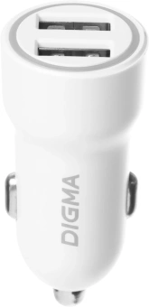 Автомобильное зар./устр. Digma DGC1С 12W 2.4A 2xUSB белый (DGC1C2LX22WH) - купить недорого с доставкой в интернет-магазине