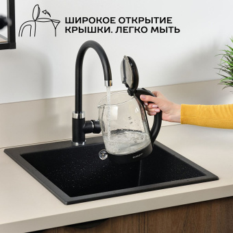 Чайник электрический Scarlett SC-EK27G90 1.7л. 1800Вт черный корпус: стекло - купить недорого с доставкой в интернет-магазине