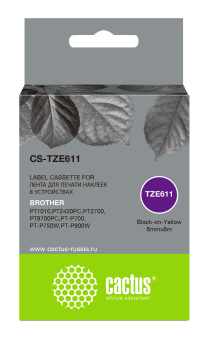 Картридж ленточный Cactus CS-TZE611 TZe-611 черный для Brother 1010/1280/1280VP/2700VP - купить недорого с доставкой в интернет-магазине