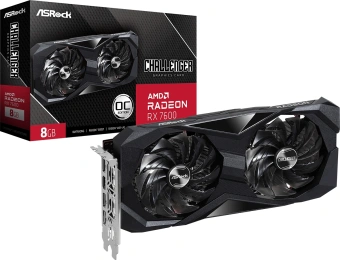 Видеокарта Asrock PCI-E 4.0 RX7600 CL 8GO AMD Radeon RX 7600 8Gb 128bit GDDR6 1770/18000 HDMIx1 DPx3 HDCP Ret - купить недорого с доставкой в интернет-магазине