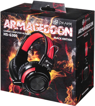 Наушники с микрофоном Оклик HS-G300 ARMAGEDDON черный/красный 2.2м мониторные оголовье (337457) - купить недорого с доставкой в интернет-магазине