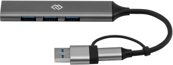 Разветвитель USB-C + USB-A Digma DHUB-4USB-AC-3.0 4порт. серебристый - купить недорого с доставкой в интернет-магазине
