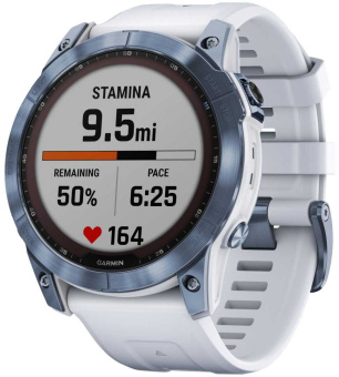 Смарт-часы Garmin Fenix 7X 1.4" корп.синий рем.белый (010-02541-15) - купить недорого с доставкой в интернет-магазине