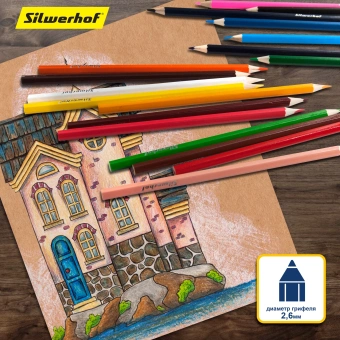 Карандаши цв. Silwerhof Веселые друзья 2.65мм шестигран. дерево ассорти 24цв. коробка/европод. - купить недорого с доставкой в интернет-магазине