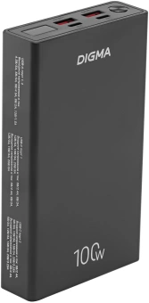 Мобильный аккумулятор Digma DGPD100WA 20000mAh QC3.0/PD3.0 100W 5A 2xUSB-A/2xUSB-C черный (DGPD20A100ABK) - купить недорого с доставкой в интернет-магазине