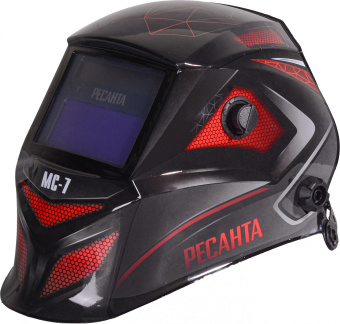 Маска сварщика Ресанта МС-7 филь.:хамел. кл.:1/1/1/1 см.экр.92x42мм черный/красный (65/101) - купить недорого с доставкой в интернет-магазине