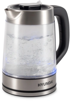 Чайник электрический Hyundai HYK-G4015 1.9л. 2200Вт черный/серебристый корпус: стекло - купить недорого с доставкой в интернет-магазине