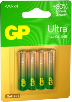 Батарея GP Ultra Alkaline 24AUA21-2CRSBC4 AAA (4шт) блистер - купить недорого с доставкой в интернет-магазине