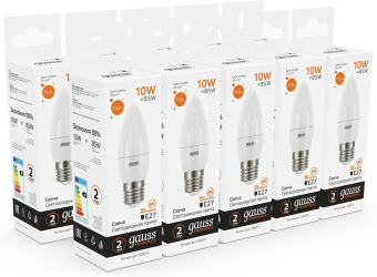 Лампа светодиодная Gauss Elementary 30210 10Вт цок.:E27 свеча 220B св.свеч.бел.теп. (упак.:10шт) - купить недорого с доставкой в интернет-магазине