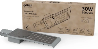 Светильник уличный Gauss Avenue 30Вт ламп.:1шт черный/серый (629534230) - купить недорого с доставкой в интернет-магазине