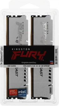 Память DDR5 2x32GB 5200MHz Kingston KF552C36BWEK2-64 Fury Beast Expo RTL Gaming PC5-41600 CL36 DIMM 288-pin 1.25В kit single rank с радиатором Ret - купить недорого с доставкой в интернет-магазине