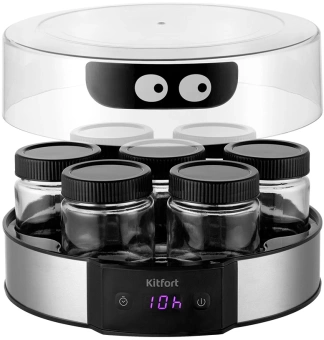 Йогуртница Kitfort КТ-6295 20Вт 7б. 190мл упр.:электрон. серебристый/черный - купить недорого с доставкой в интернет-магазине