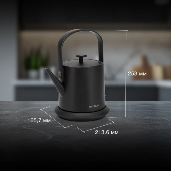 Чайник электрический Hyundai HYK-S2042 0.6л. 1000Вт черный корпус: металл - купить недорого с доставкой в интернет-магазине