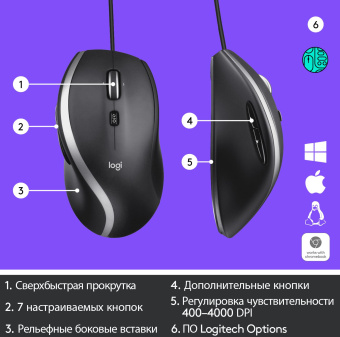 Мышь Logitech M500s черный оптическая (4000dpi) USB (7but) - купить недорого с доставкой в интернет-магазине