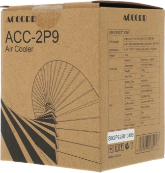 Устройство охлаждения(кулер) Accord ACC-2P9 Soc-AM5/AM4/1200/1700/1851 серебристый/черный 3-pin 22.7dB Al+Cu 100W 240gr brown box - купить недорого с доставкой в интернет-магазине