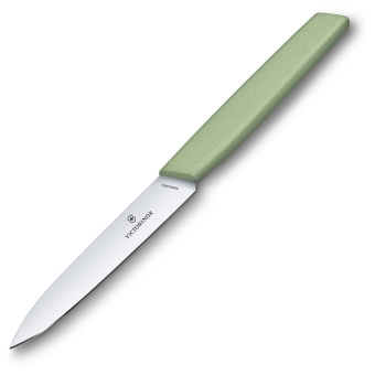 Нож кухонный Victorinox Swiss Modern (6.9006.1042) стальной универсальный лезв.100мм прямая заточка зеленый - купить недорого с доставкой в интернет-магазине