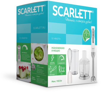Блендер погружной Scarlett SC-HB42F09 1100Вт белый - купить недорого с доставкой в интернет-магазине