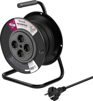 Удлинитель силовой Defender ExtR2G-01-30 (99854) 2x0.75кв.мм 4розет. 30м ПВС 6A катушка черный - купить недорого с доставкой в интернет-магазине