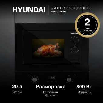 Микроволновая печь Hyundai HBW 2030 BG 20л. 800Вт черный (встраиваемая) - купить недорого с доставкой в интернет-магазине