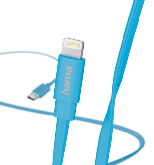 Кабель Hama Flat 00173646 USB (m)-Lightning (m) 1.2м синий плоский - купить недорого с доставкой в интернет-магазине