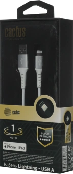 Кабель Cactus CS-LG.USB.A-1 USB (m)-Lightning (m) 1м белый блистер - купить недорого с доставкой в интернет-магазине