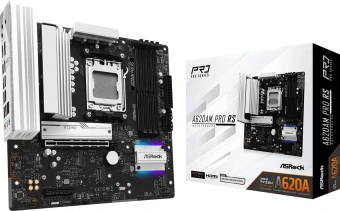 Материнская плата Asrock A620AM Pro RS Socket AM5 AMD A620A 4xDDR5 mATX AC`97 8ch(7.1) 2.5Gg RAID+HDMI+DP - купить недорого с доставкой в интернет-магазине