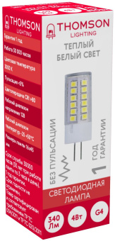 Лампа светодиодная Thomson TH-B4226 4Вт цок.:G4 капсул. 12B св.свеч.бел.теп. (упак.:1шт) - купить недорого с доставкой в интернет-магазине