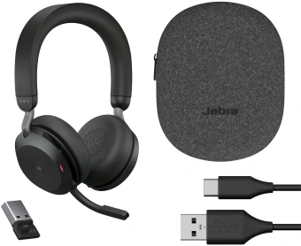 Наушники с микрофоном Jabra Evolve2 75, Link380a MS Stereo Black черный накладные BT/Radio оголовье (27599-999-999) - купить недорого с доставкой в интернет-магазине