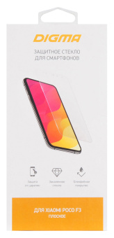 Защитное стекло для экрана Digma для Xiaomi Poco F3 прозрачная 1шт. (DGG1XPF3AA) - купить недорого с доставкой в интернет-магазине