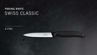 Нож кухонный Victorinox Swiss Classic (6.7703) стальной для чистки овощей и фруктов лезв.100мм прямая заточка черный - купить недорого с доставкой в интернет-магазине