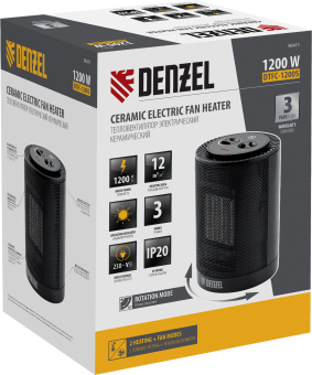Тепловентилятор Denzel DTFC-1200S 1200Вт черный - купить недорого с доставкой в интернет-магазине
