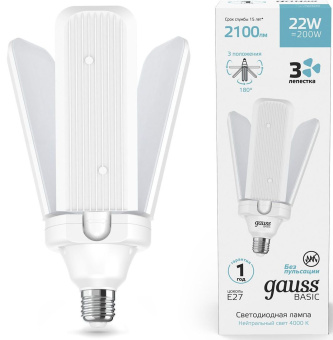 Лампа светодиодная Gauss Basic 11732222 22Вт цок.:E27 клевер 220B св.свеч.бел.нейт. (упак.:1шт) - купить недорого с доставкой в интернет-магазине