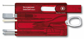 Швейцарская карта Victorinox SwissCard Classic (0.7100.T) красный полупрозрачный коробка подарочная - купить недорого с доставкой в интернет-магазине